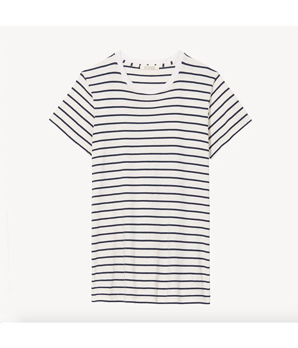 Mariela Crew Neck Tee - Black/ White Stripe