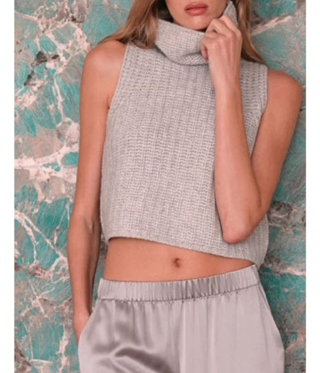 Saige Sleeveless Turtleneck - Foggy