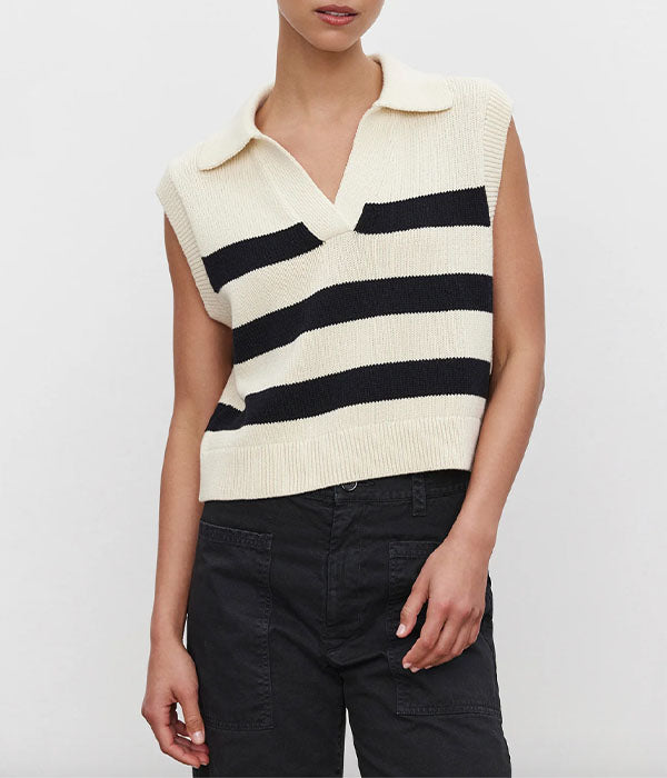 Mariette Tank Vest - Cream / Black