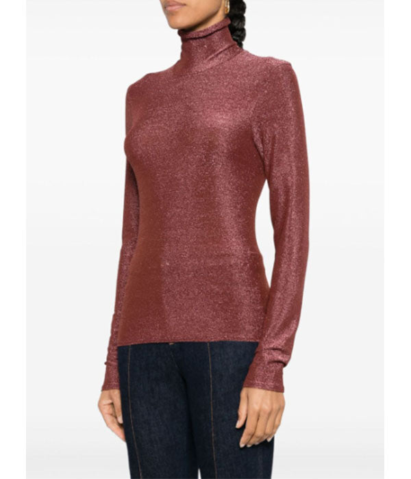 Lurex Jersey Turtleneck - Ruby