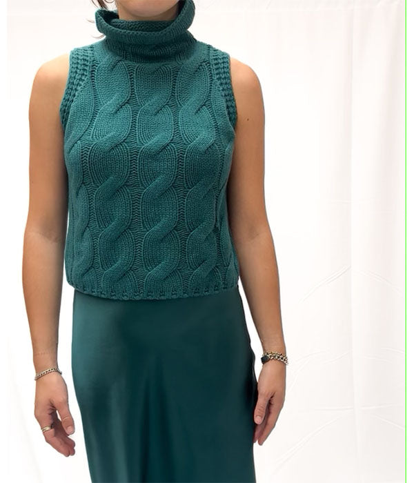 Saige B Sleeveless Turtleneck - Marine Teal