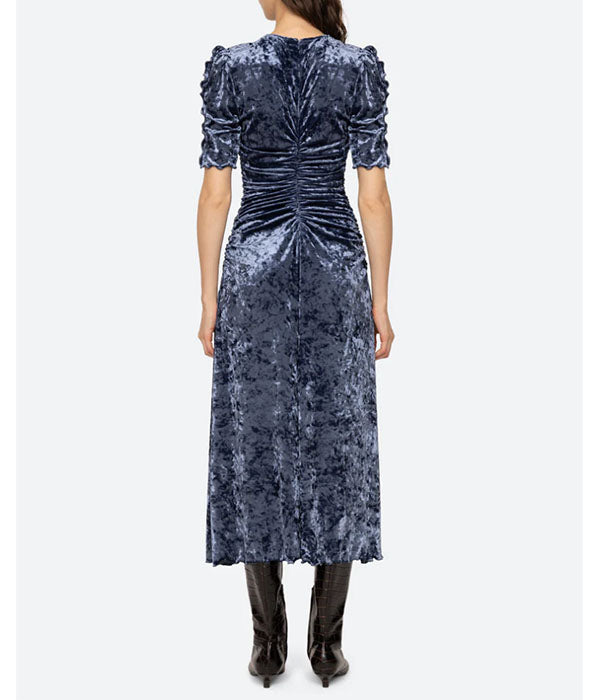 Caitlyn Crushed Velvet Dress - Blue