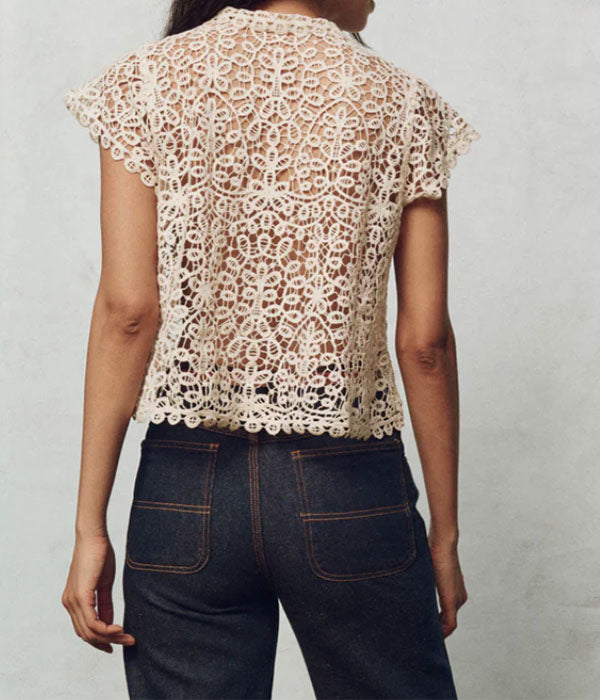 The Lattice Top With Cami - Cream