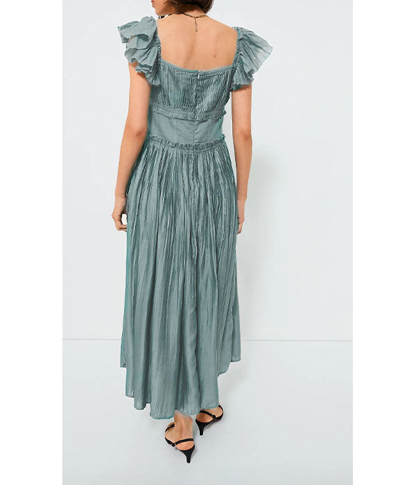 Risa Flutter Sleeve Dress - Sage