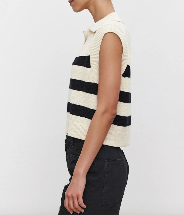 Mariette Tank Vest - Cream / Black