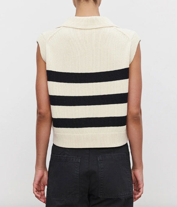 Mariette Tank Vest - Cream / Black