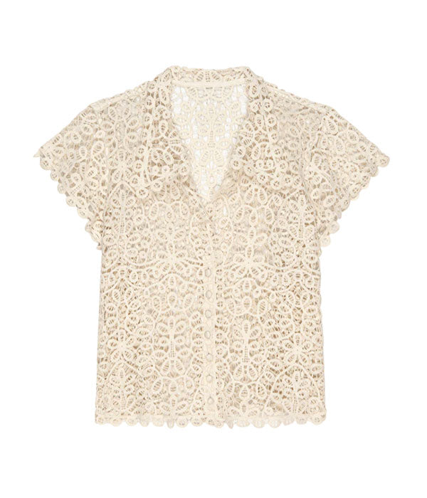 The Lattice Top With Cami - Cream