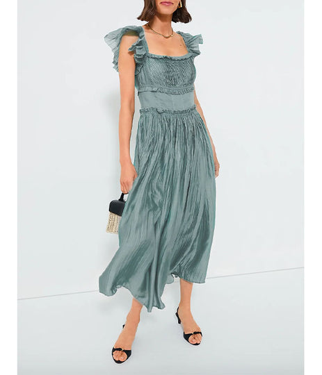 Risa Flutter Sleeve Dress - Sage