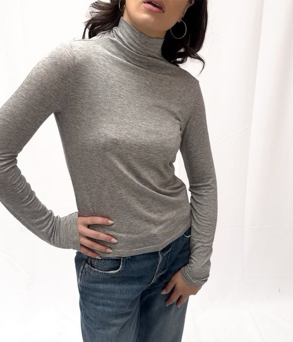 Tilda Turtleneck Top - Heather Grey