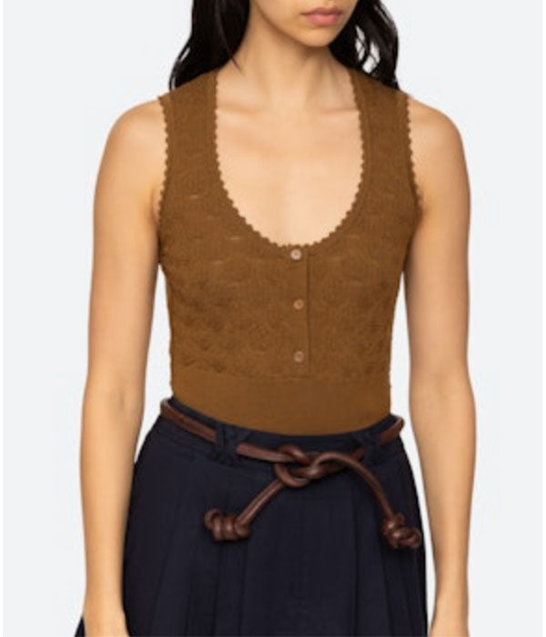 Mila Pointelle Tank Top - Camel