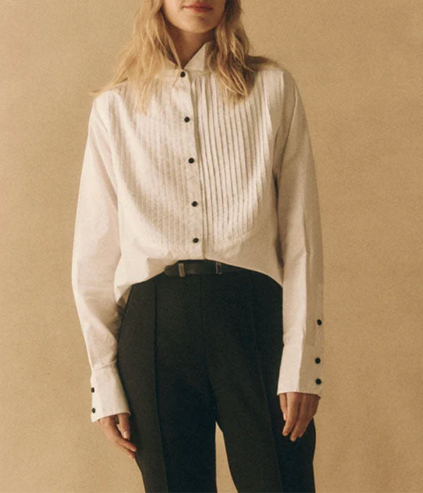 The Pleated Tux Top - White